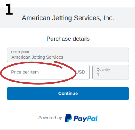 Screenshot of PayPal showing where to fill in amount